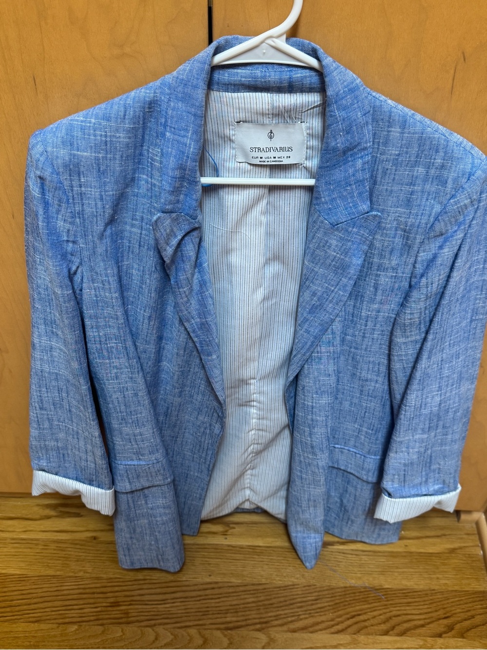 Stradivarius Blue Textured Women's Blazer